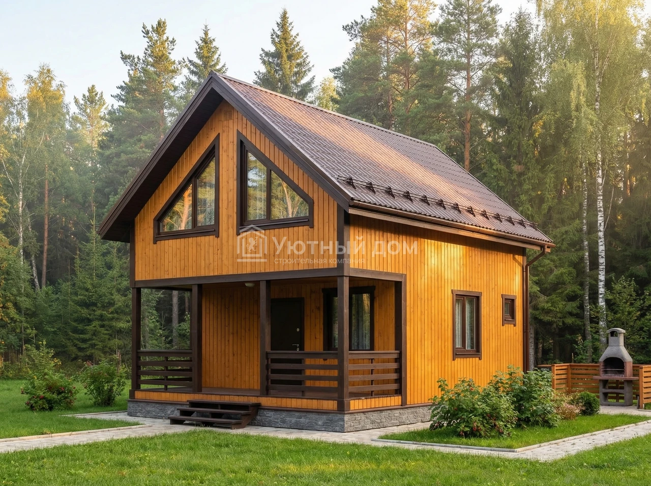 Каркасный дом 6х8. Проект ДК-98 «Клин»