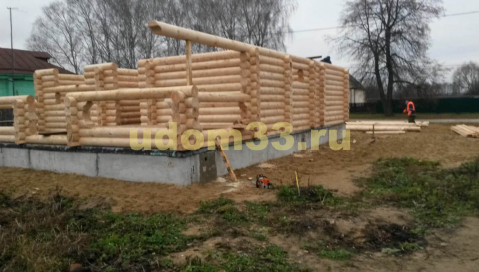 Строительство дома из оцилиндрованного бревна в деревне Угор Собинского района Владимирской области