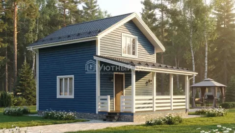 Двухэтажный каркасный дом 6х9. Проект ДК-107 «Калина»