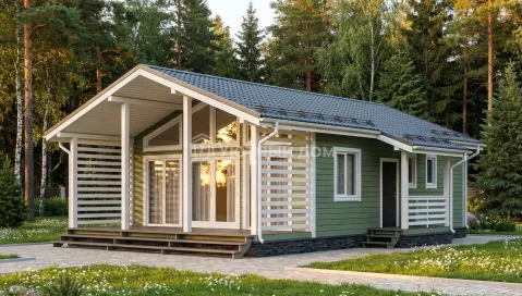 Одноэтажный каркасный дом. Проект ДК-132 «Вега»