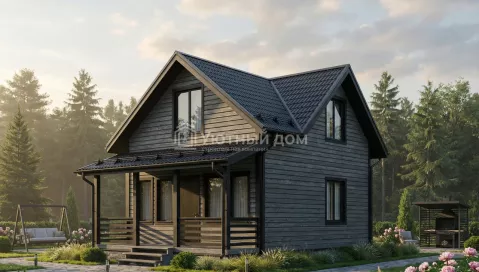 Каркасный дом 6х8.5 с мансардой. Проект ДК-49 «Красавец»